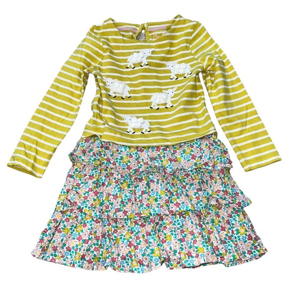 Mini Boden 5/6 Puffy Lambs Floral Spring Girls Dress - Picture 1 of 5